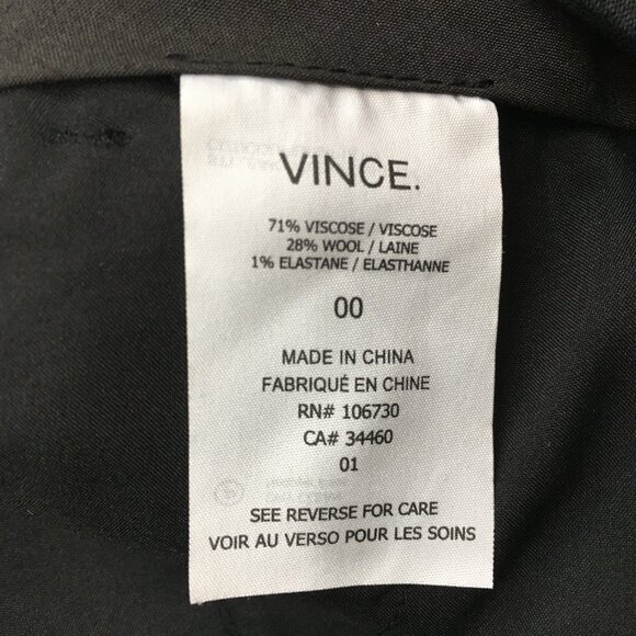 VINCE Black Wool Blend Button Hem Cropped/Ankle Dress Pant - Picture 3 of 11